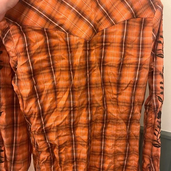 Roper Orange Plaid Western Shirt - Picture 4 of 15